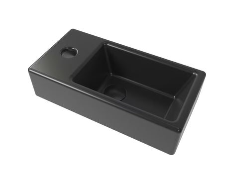 Viseće mali umivaonik SAT Brevis 40,5x20,5 cm u crnoj mat boji s lijevim otvorom za pro slavinu.