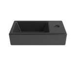 Viseće keramički mali umivaonik SAT Brevis 40,5x20,5 cm u mat crnoj boji s otvorom za pro slavinu desno.