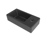 Viseće keramički mali umivaonik SAT Brevis 40,5x20,5 cm u mat crnoj boji s otvorom za pro slavinu desno.