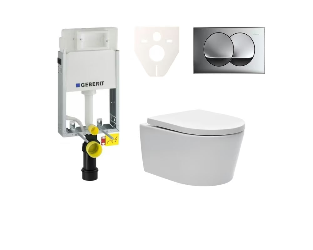 Viseći WC set SAT Brevis s podžbuknim modulom Geberit i tipkom za ispiranje
