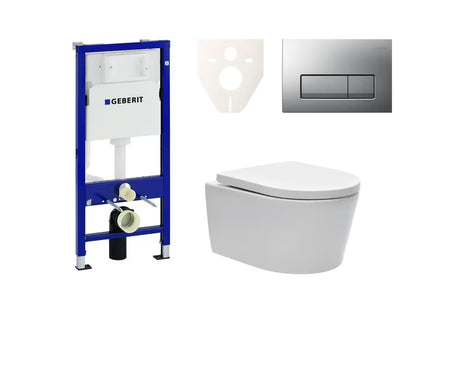 Viseći WC set SAT Brevis s modulom Geberit Duofix, tipkom za ispiranje i sjedalom sa soft Close i EasyLock