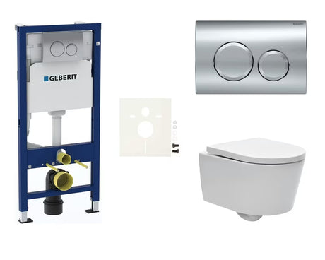 Viseći WC set SAT Brevis s modulom Geberit Duofix, vodokotlićem i tipkom za ispiranje Delta