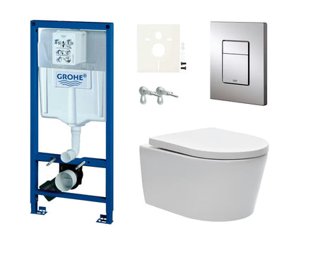Viseći WC set SAT Brevis s ugradbenim vodokotlićem Grohe Rapid SL i sjedalom s soft Close i EasyLock