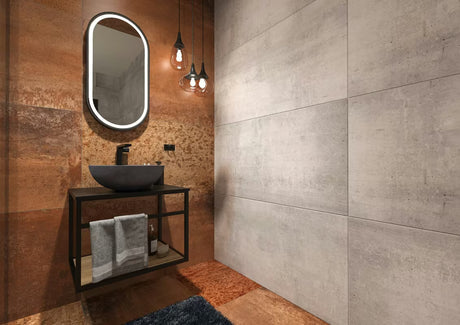 Antracitni betonski umivaonik na ploču SAT Cemento 42x42 cm s tankim stijenkama