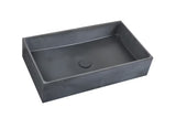 Antracitni betonski umivaonik na ploču SAT Cemento četvrtastog oblika i tankih stijenki