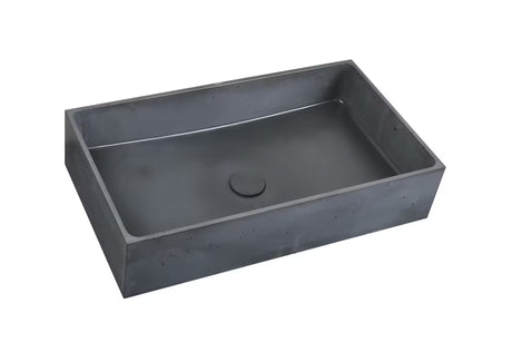 Antracitni betonski umivaonik na ploču SAT Cemento četvrtastog oblika i tankih stijenki