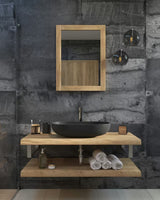 Antracitni betonski umivaonik na ploču SAT Cemento 65x35 cm s tankim stijenkama