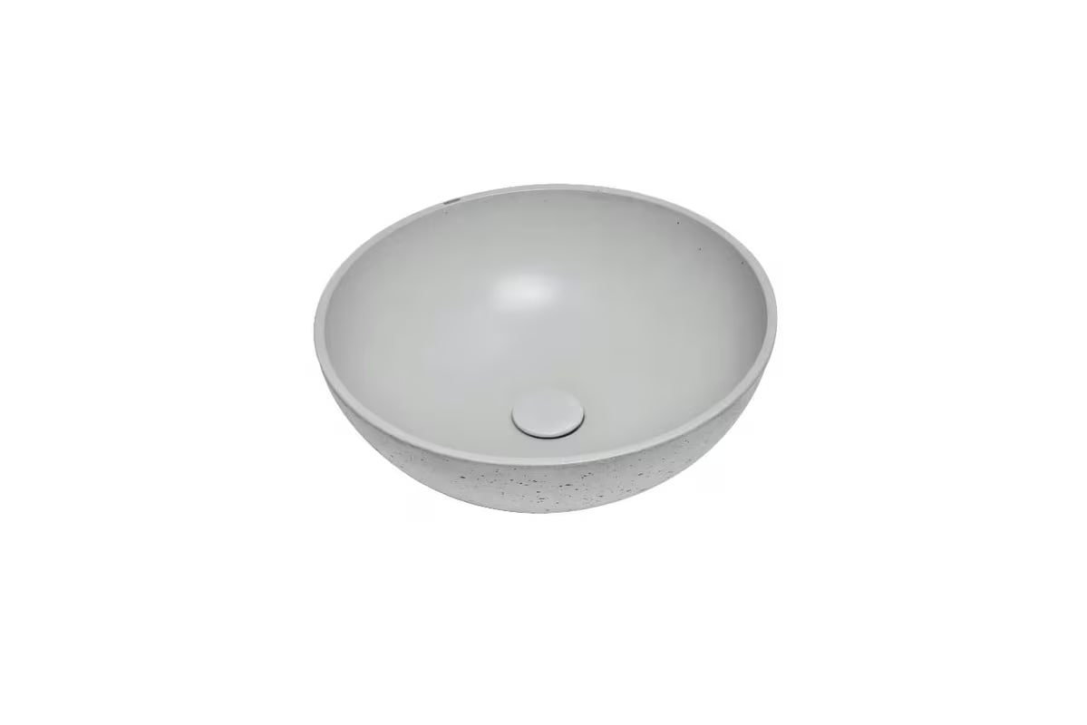 Sivi betonski umivaonik na ploču SAT Cemento 42x42 cm bez preljeva okruglog oblika.