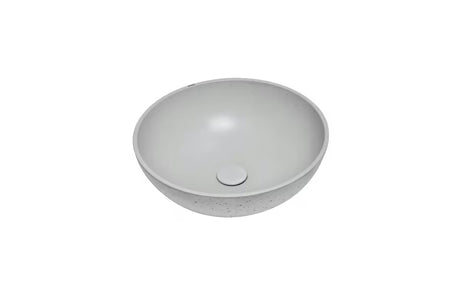 Sivi betonski umivaonik na ploču SAT Cemento 42x42 cm bez preljeva okruglog oblika.