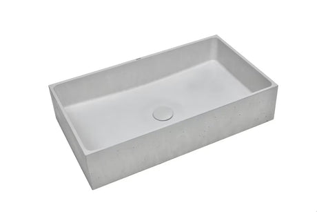Sivi betonski umivaonik na ploču SAT Cemento 64 x 37 cm pravokutnog oblika bez preljeva
