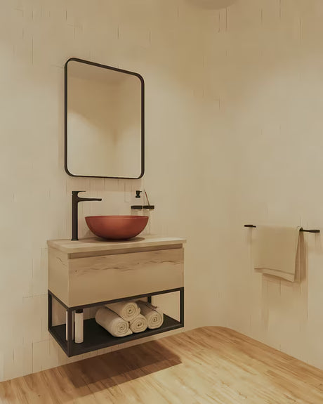 Terakota betonski umivaonik SAT Cemento na ploču bez preljeva, 42 x 42 cm