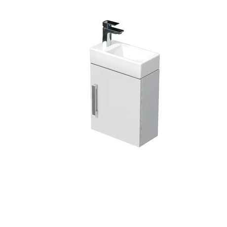 Viseća kupaonski ormarić SAT Cube Way 1 s keramičkim umivaonikom u sjajnoj bijeloj boji