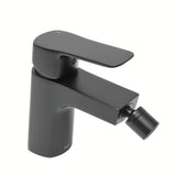 SAT Cube Way miješalica za bide s odvodom u mat crnoj boji s fleksibilnim perlatorom