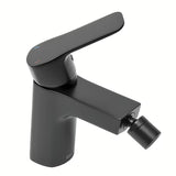 SAT Cube Way miješalica za bide s odvodom u mat crnoj boji s fleksibilnim perlatorom