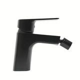 SAT Cube Way miješalica za bide s odvodom u mat crnoj boji s fleksibilnim perlatorom