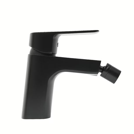 SAT Cube Way miješalica za bide s odvodom u mat crnoj boji s fleksibilnim perlatorom