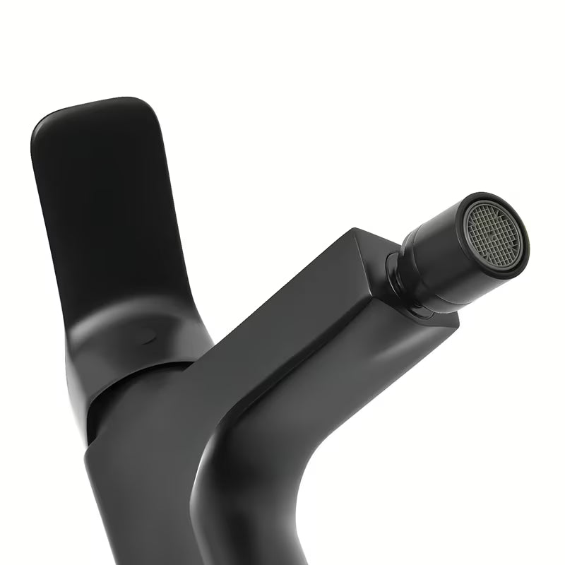 SAT Cube Way miješalica za bide s odvodom u mat crnoj boji s fleksibilnim perlatorom