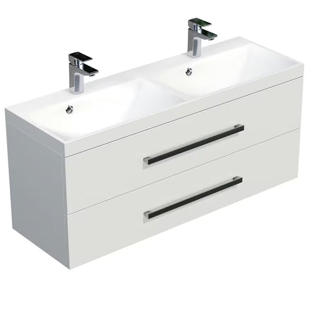 Viseća kupaonski ormarić SAT Cube Way s dvostrukim umivaonikom 120x40 cm u bijeloj boji