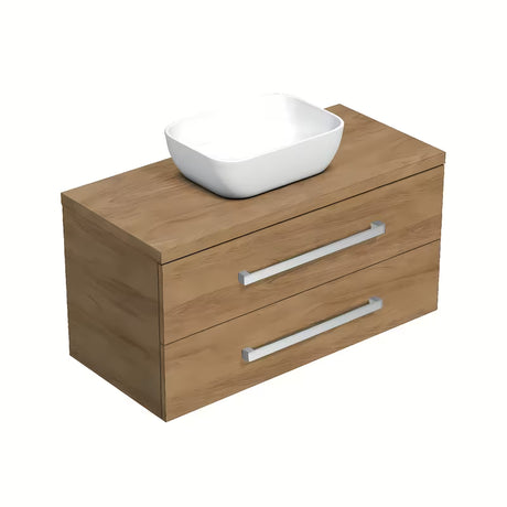 Viseća kupaonski ormarić SAT Cube Way s pokrovnom pločom u dekoru hrasta hickory