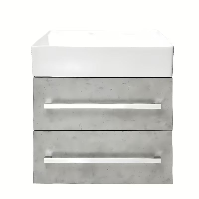 Viseća kupaonski ormarić SAT Cube Way s keramičkim umivaonikom u dekoru betona 60x46x53 cm