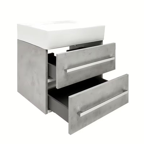Viseća kupaonski ormarić s keramičkim umivaonikom SAT Cube Way 60x46 cm u dekoru betona