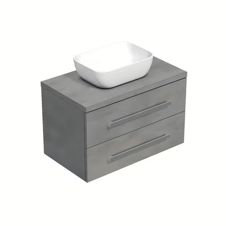Viseća kupaonski ormarić SAT Cube Way 80x46x53 cm u imitaciji betona s pokrovnom pločom