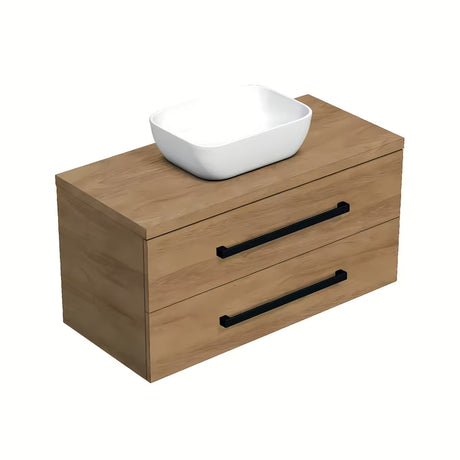 Viseća kupaonski ormarić SAT Cube Way s pločom u dekoru hrasta hickory, 100x46x47,5 cm