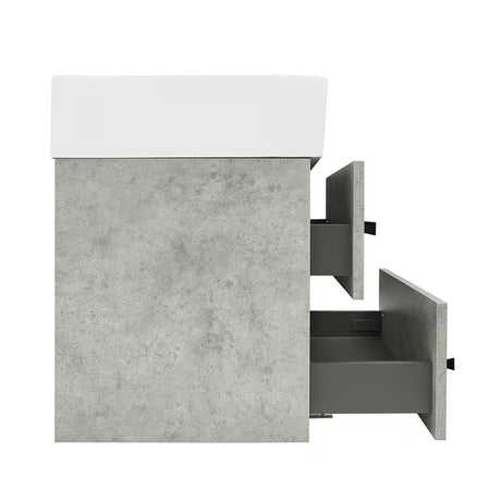 Viseća kupaonski ormarić s keramičkim umivaonikom SAT Cube Way u dekoru betona 60x46x53 cm