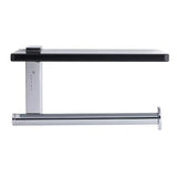 Crni držač toaletnog papira SAT Cube Way s odlagališnom policom od kaljenog sigurnosnog stakla.