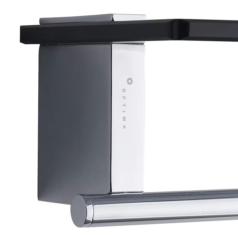 Crni držač toaletnog papira SAT Cube Way s odlagališnom policom od kaljenog sigurnosnog stakla.