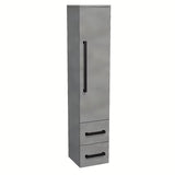 Viseća visoka kupaonski ormarić SAT Cube Way u imitaciji betona s crnim ručkicama