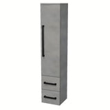 Viseća visoka kupaonski ormarić SAT Cube Way u imitaciji betona s crnim ručkicama