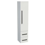 Visoka kupaonski ormarić SAT Cube Way u bijelom sjaju s kromiranim ručkicama