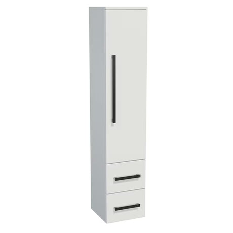 Visoka kupaonski ormarić SAT Cube Way u bijelom sjaju s kromiranim ručkicama