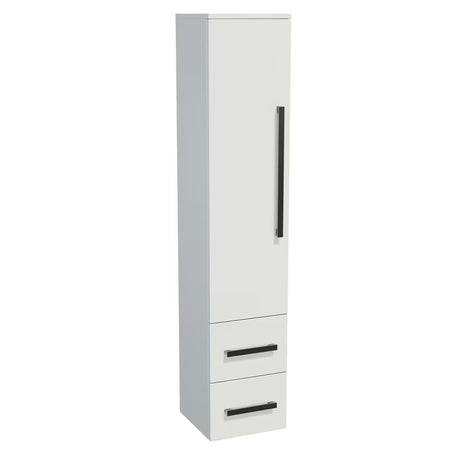 Visoka kupaonski ormarić SAT Cube Way u bijelom sjaju s kromiranim ručkicama