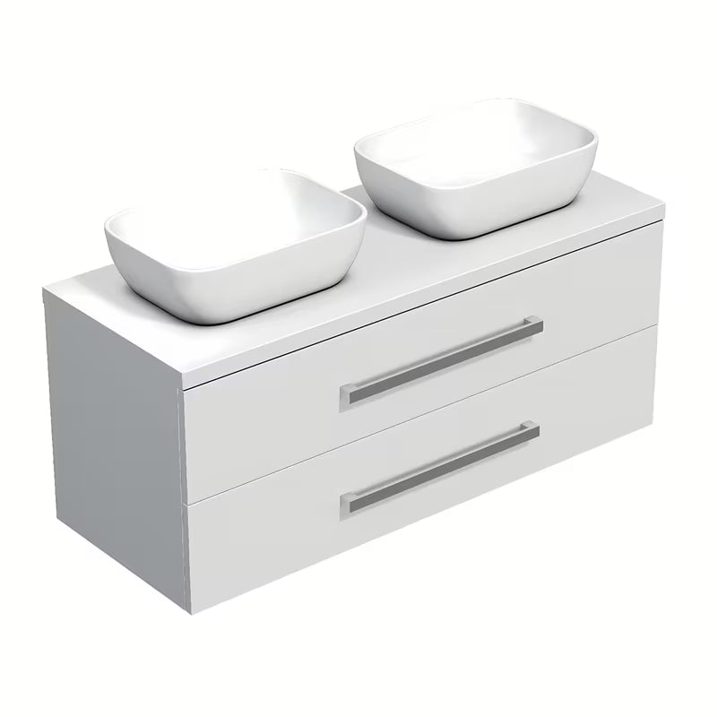 Viseća kupaonski ormarić SAT Cube Way s pločom u sjajnoj bijeloj boji 120x46x53 cm