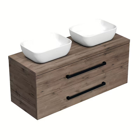 Viseća kupaonski ormarić SAT Cube Way s pokrovnom pločom u dekoru hrasta Wellington