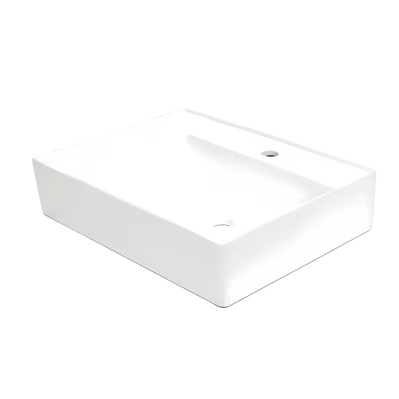 Bijeli keramički viseći umivaonik SAT Cube Way 60x46 cm s odlagališnom površinom lijevo