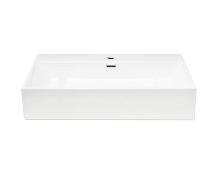 Bijeli keramički viseći umivaonik SAT Cube Way 75x42 cm s preljevom i otvorom pro slavinu