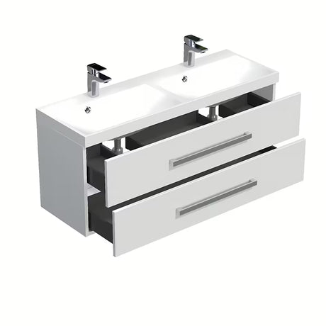 Viseća kupaonski ormarić SAT Cube Way s dvostrukim umivaonikom 120x40 cm u bijeloj boji