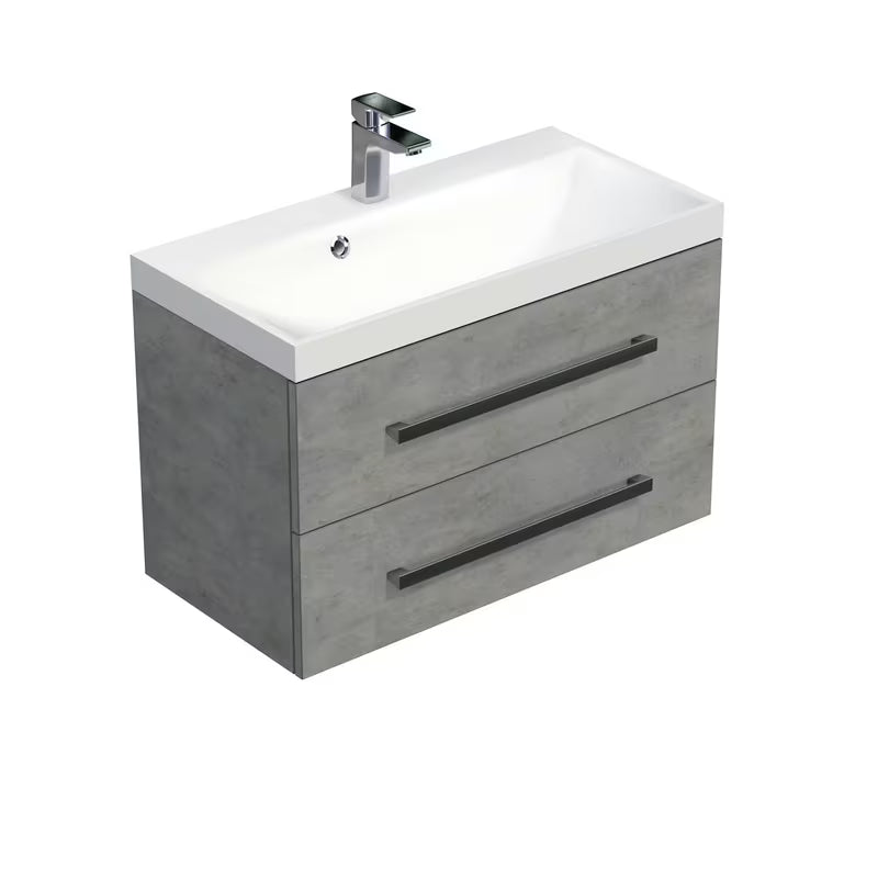 Viseća kupaonski ormarić s umivaonikom SAT Cube Way 80x40x53 cm u dekoru imitacije betona