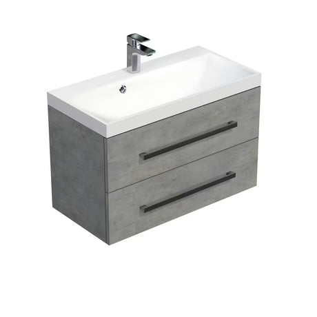 Viseća kupaonski ormarić s umivaonikom SAT Cube Way 80x40x53 cm u dekoru imitacije betona