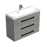 Viseća kupaonski ormarić SAT Cube Way s dvostrukim umivaonikom od lijevanog mramora u imitaciji betona