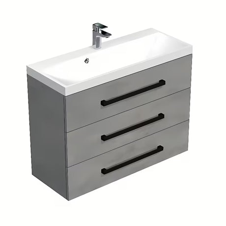 Viseća kupaonski ormarić SAT Cube Way s dvostrukim umivaonikom od lijevanog mramora u imitaciji betona