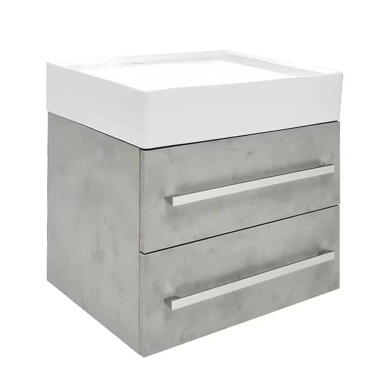 Viseća kupaonski ormarić SAT Cube Way s keramičkim umivaonikom u dekoru betona 60x46x53 cm