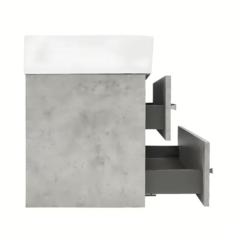 Viseća kupaonski ormarić SAT Cube Way s keramičkim umivaonikom u dekoru betona 60x46x53 cm