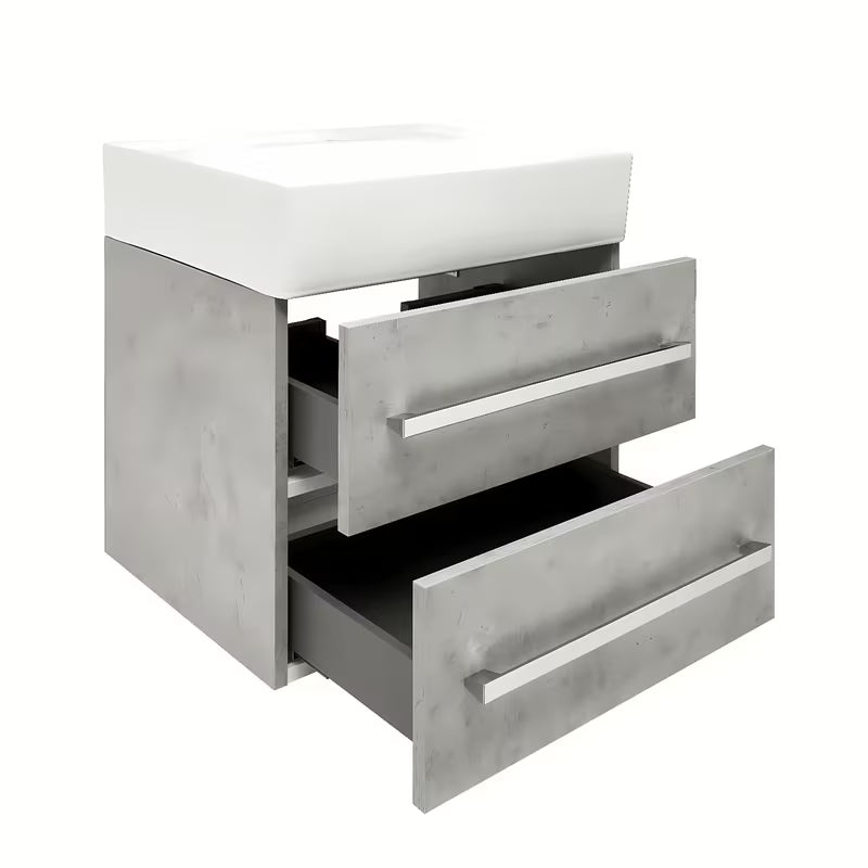 Viseća kupaonski ormarić s keramičkim umivaonikom SAT Cube Way 60x46 cm u dekoru betona