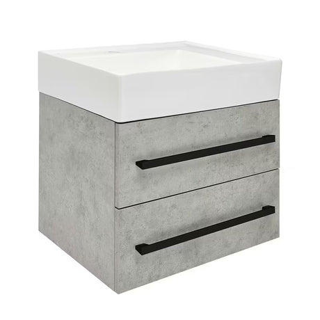 Viseća kupaonski ormarić s keramičkim umivaonikom SAT Cube Way u dekoru betona 60x46x53 cm