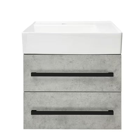 Viseća kupaonski ormarić s keramičkim umivaonikom SAT Cube Way u dekoru betona 60x46x53 cm