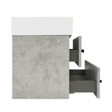 Viseća kupaonski ormarić s keramičkim umivaonikom SAT Cube Way u dekoru betona 60x46x53 cm